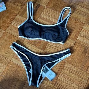 BNWT RIP CURL COLORBLOCK PREMIUM SURF BIKINI - BLACK WHITE